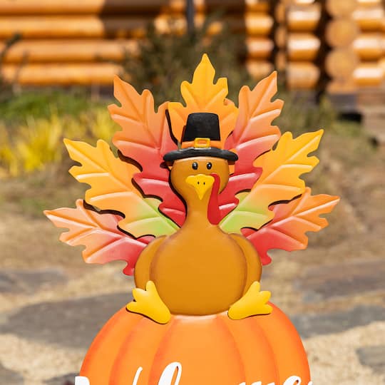 Glitzhome® 30" Thanksgiving Metal Turkey Yard Stake